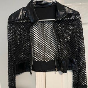 Faux Leather Mesh jacket Size M